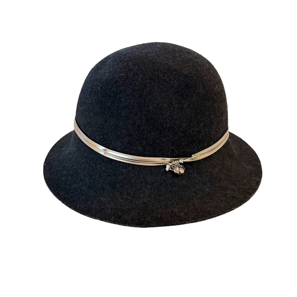 Anthropologie Hat Attack Gray Wool Felt Wide Brim Hat Crown Made in USA Boho